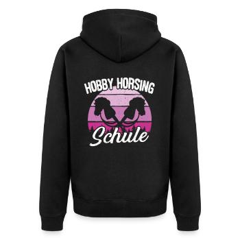 Hobby Horsing Lessons Hobby Horse Horse Riding - Unisex Premium Organic Zip Hoodie - black - Back - Nico (187cm)