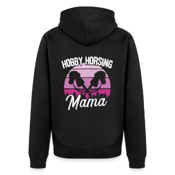 Hobby Horsing Mom Hobby Horse Horses Riding - Unisex Premium Organic Zip Hoodie - black - Back - Nico (187cm)