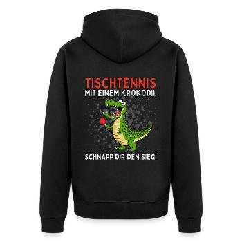 Tischtennis Mit Einem Krokodil Schnapp Dir Den - Unisex Premium Bio Zip Hoodie - Schwarz - Hinten - Nico (187cm)