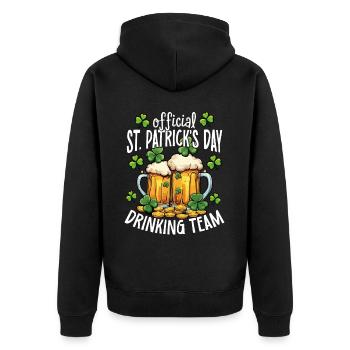 Offizielles St. Patrick's Day Trinkteam - Unisex Premium Bio Zip Hoodie - Schwarz - Hinten - Nico (187cm)