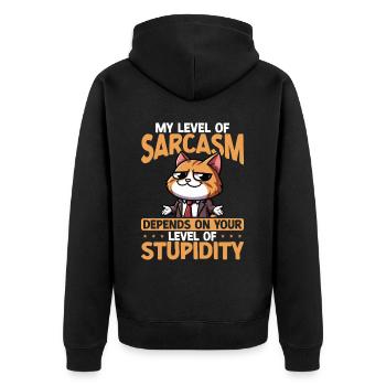 Funny Sarkastic Cat Haltung Business Humor - Unisex Premium Bio Zip Hoodie - Schwarz - Hinten - Nico (187cm)