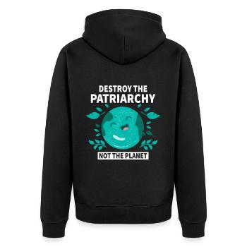 Le patriarcat ne détruit-il pas la planète - Veste à capuche bio Premium Unisexe - noir - Dos - Nico (187cm)