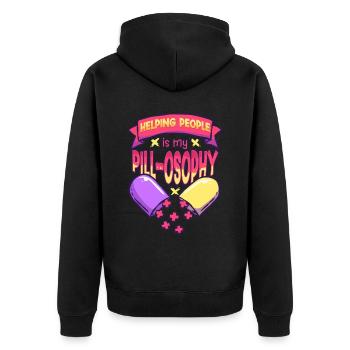 Infirmière psychiatrique pilule-osophie - Veste à capuche bio Premium Unisexe - noir - Dos - Nico (187cm)
