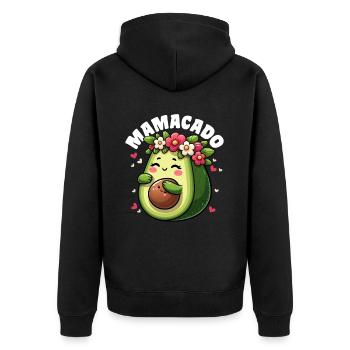 Mamacado Avocado Liebhaberin Muttertag - Unisex Premium Bio Zip Hoodie - Schwarz - Hinten - Nico (187cm)