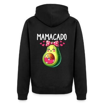Mamacado Avocado Liebhaberin Muttertag - Unisex Premium Bio Zip Hoodie - Schwarz - Hinten - Nico (187cm)