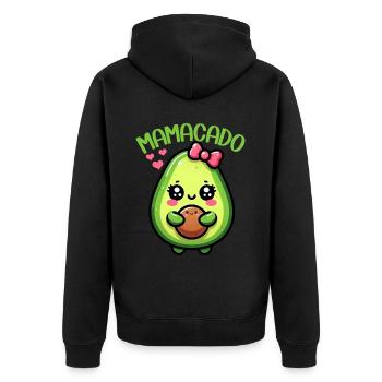 Mamacado Avocado Liebhaberin Muttertag - Unisex Premium Bio Zip Hoodie - Schwarz - Hinten - Nico (187cm)