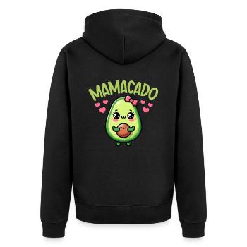 Mamacado Avocado Liebhaberin Muttertag - Unisex Premium Bio Zip Hoodie - Schwarz - Hinten - Nico (187cm)