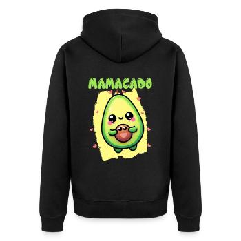 Mamacado Avocado Liebhaberin Muttertag - Unisex Premium Bio Zip Hoodie - Schwarz - Hinten - Nico (187cm)