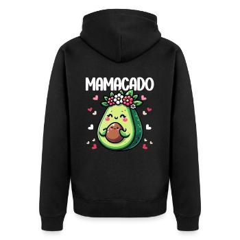 Mamacado Avocado Liebhaberin Muttertag - Unisex Premium Bio Zip Hoodie - Schwarz - Hinten - Nico (187cm)