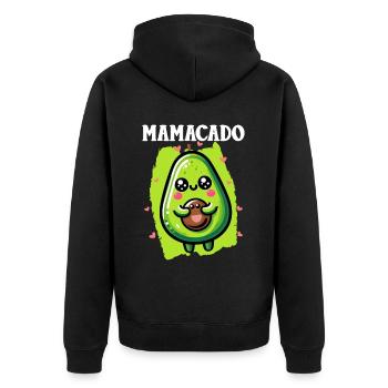 Mamacado Avocado Liebhaberin Muttertag - Unisex Premium Bio Zip Hoodie - Schwarz - Hinten - Nico (187cm)