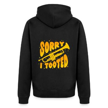 Kornett Kornettspieler Sorry I Tooted - Unisex Premium Bio Zip Hoodie - Schwarz - Hinten - Nico (187cm)
