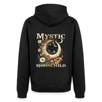 Fairycore Fee Gotisch Mystic Moonchild - Unisex Premium Bio Zip Hoodie - Schwarz - Hinten - Nico (187cm)