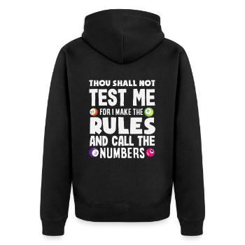 Bingo Spieler Ich Mache Die Regeln Und Zahlen - Unisex Premium Bio Zip Hoodie - Schwarz - Hinten - Nico (187cm)