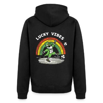 Happy Vibes St. Patrick's Day Rainbow - Unisex Premium Organic Zip Hoodie - black - Back - Nico (187cm)
