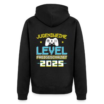 Youth Consecration 2025 Girl Boy - Unisex Premium Organic Zip Hoodie - black - Back - Nico (187cm)