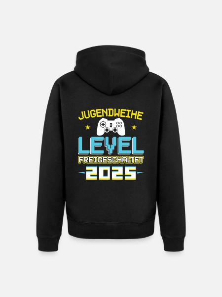Jugendweihe 2025 Mädchen Junge - Unisex Premium Bio Zip Hoodie - Schwarz