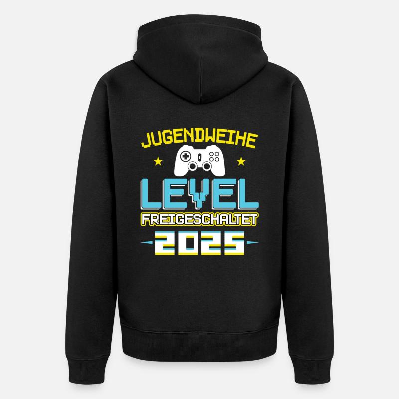 Jugendweihe 2025 Mädchen Junge - Unisex Premium Bio Zip Hoodie - Schwarz