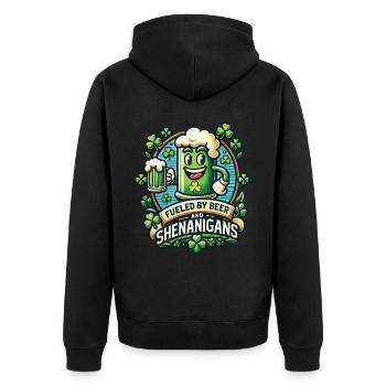 St. Patrick's Day Spaß Mit Bier Und shenanigans - Unisex Premium Bio Zip Hoodie - Schwarz - Hinten - Nico (187cm)