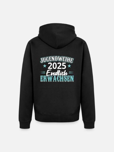 Jugendweihe 2025 Mädchen Junge - Unisex Premium Bio Zip Hoodie - Schwarz