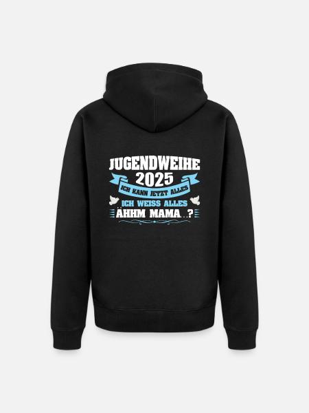 Jugendweihe 2025 Mädchen Junge - Unisex Premium Bio Zip Hoodie - Schwarz