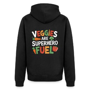 Gesunde Essgewohnheiten für Kinder Essen Sie grün - Unisex Premium Bio Zip Hoodie - Schwarz - Hinten - Nico (187cm)