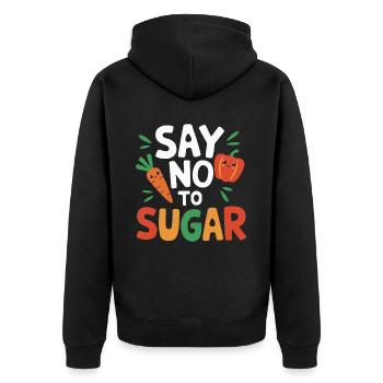 Gesunde Essgewohnheiten für Kinder Essen Sie grün - Unisex Premium Bio Zip Hoodie - Schwarz - Hinten - Nico (187cm)