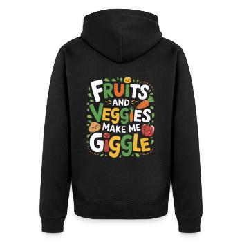 Gesunde Essgewohnheiten für Kinder Essen Sie grün - Unisex Premium Bio Zip Hoodie - Schwarz - Hinten - Nico (187cm)