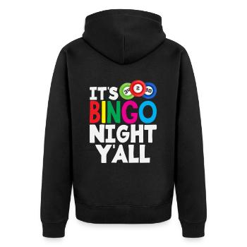 Joueur de bingo C’est la nuit du bingo - Veste à capuche bio Premium Unisexe - noir - Dos - Nico (187cm)