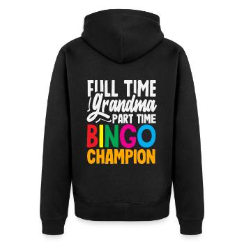 Vollzeit Oma Teilzeit Bingo Spielerin - Unisex Premium Bio Zip Hoodie - Schwarz - Hinten - Nico (187cm)