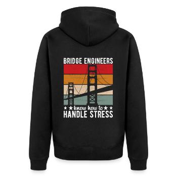 Bridge Engineer Bridge Construction - Unisex Premium Organic Zip Hoodie - black - Back - Nico (187cm)
