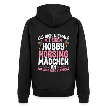 Hobby Horsing Hobby Horse Horse Horse Riding - Unisex Premium Organic Zip Hoodie - black - Back - Nico (187cm)