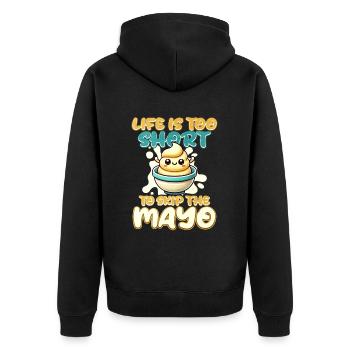 Mayonnaise - Unisex Premium Bio Zip Hoodie - Schwarz - Hinten - Nico (187cm)