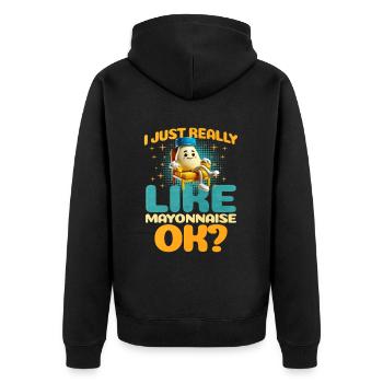 Mayonnaise - Unisex Premium Bio Zip Hoodie - Schwarz - Hinten - Nico (187cm)