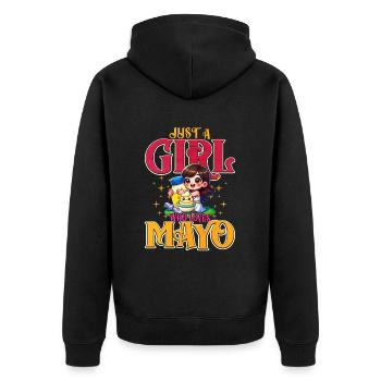 Mayonnaise - Unisex Premium Bio Zip Hoodie - Schwarz - Hinten - Nico (187cm)
