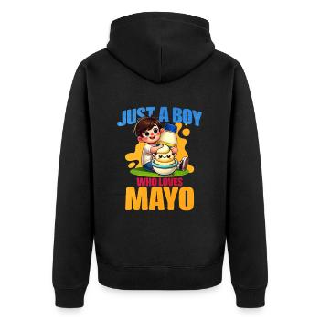 Mayonnaise - Unisex Premium Bio Zip Hoodie - Schwarz - Hinten - Nico (187cm)