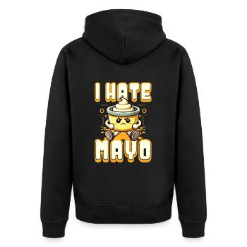 Mayonnaise - Unisex Premium Bio Zip Hoodie - Schwarz - Hinten - Nico (187cm)
