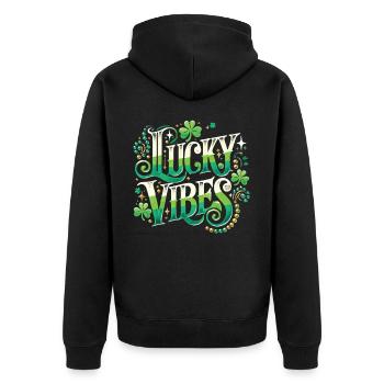 Saint-Patrick Lucky Vibes Design - Veste à capuche bio Premium Unisexe - noir - Dos - Nico (187cm)
