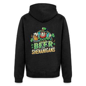 Propulsé par la bière et les farces Saint-Patrick - Veste à capuche bio Premium Unisexe - noir - Dos - Nico (187cm)