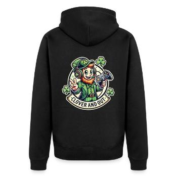 Clover And Out St. Patrick's Day Gaming Fun - Unisex Premium Organic Zip Hoodie - black - Back - Nico (187cm)