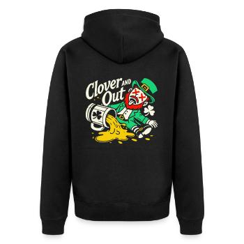 St. Patrick's Day Clover And Out Spaß - Unisex Premium Bio Zip Hoodie - Schwarz - Hinten - Nico (187cm)