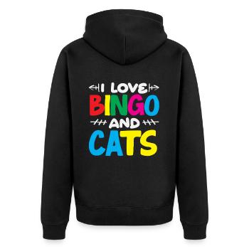 Joueurs de bingo - J’aime le bingo et les chats - Veste à capuche bio Premium Unisexe - noir - Dos - Nico (187cm)