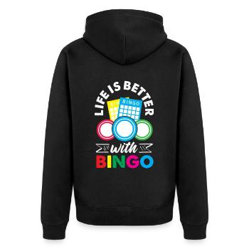 La vie est meilleure avec les cartes de bingo - Veste à capuche bio Premium Unisexe - noir - Dos - Nico (187cm)