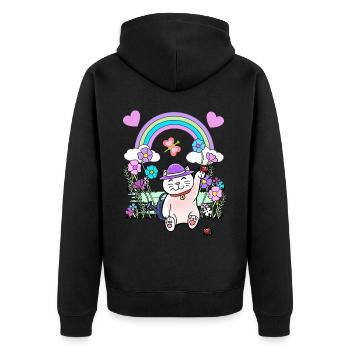 Chat, Chats, Printemps, Été, Enfants, Enfant - Veste à capuche bio Premium Unisexe - noir - Dos - Nico (187cm)