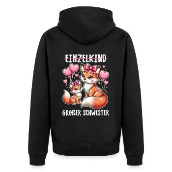 Große Schwester Fuchs Baby Enthüllung - Unisex Premium Bio Zip Hoodie - Schwarz - Hinten - Nico (187cm)