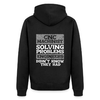 Cutting machine operator CNC router - Unisex Premium Organic Zip Hoodie - black - Back - Nico (187cm)