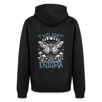 Fairycore Fee Gotisch - Unisex Premium Bio Zip Hoodie - Schwarz - Hinten - Nico (187cm)