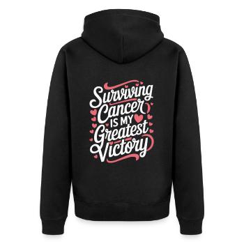 Krebsüberlebende Chemotherapie Chemotherapie besiegt Krebs - Unisex Premium Bio Zip Hoodie - Schwarz - Hinten - Nico (187cm)