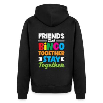 Freunde Die Bingo Spielen Bleiben Zusammen - Unisex Premium Bio Zip Hoodie - Schwarz - Hinten - Nico (187cm)