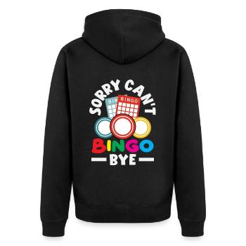 Désolé, je ne peux pas Bingo Bye Fun pour la soirée bingo - Veste à capuche bio Premium Unisexe - noir - Dos - Nico (187cm)