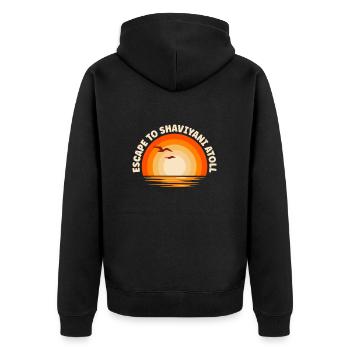 Ich fliehe nach Shaviyani Atoll - Unisex Premium Bio Zip Hoodie - Schwarz - Hinten - Nico (187cm)